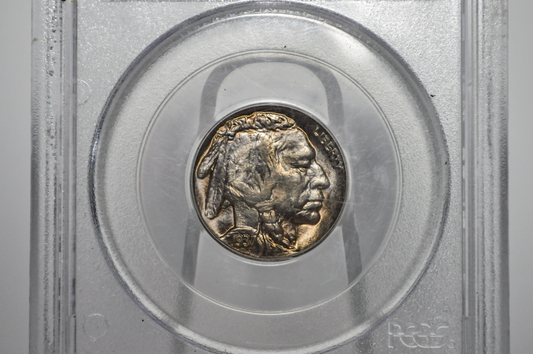 PCGS Gen 3 Holder OGH 1937-D Buffalo Nickel MS65 - 1990-1993 PCGS Holder - 1937D Nickel PCGS Certified Gen 3 Old Green Holder (OGH)