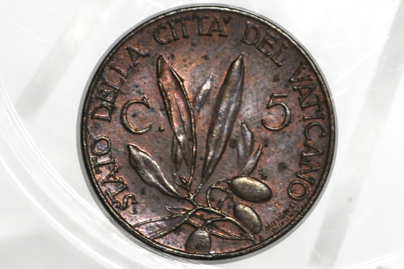 1932 Vatican City 5 Centesimi - Rare, High Grade - Beautiful Color - Vatican Coin
