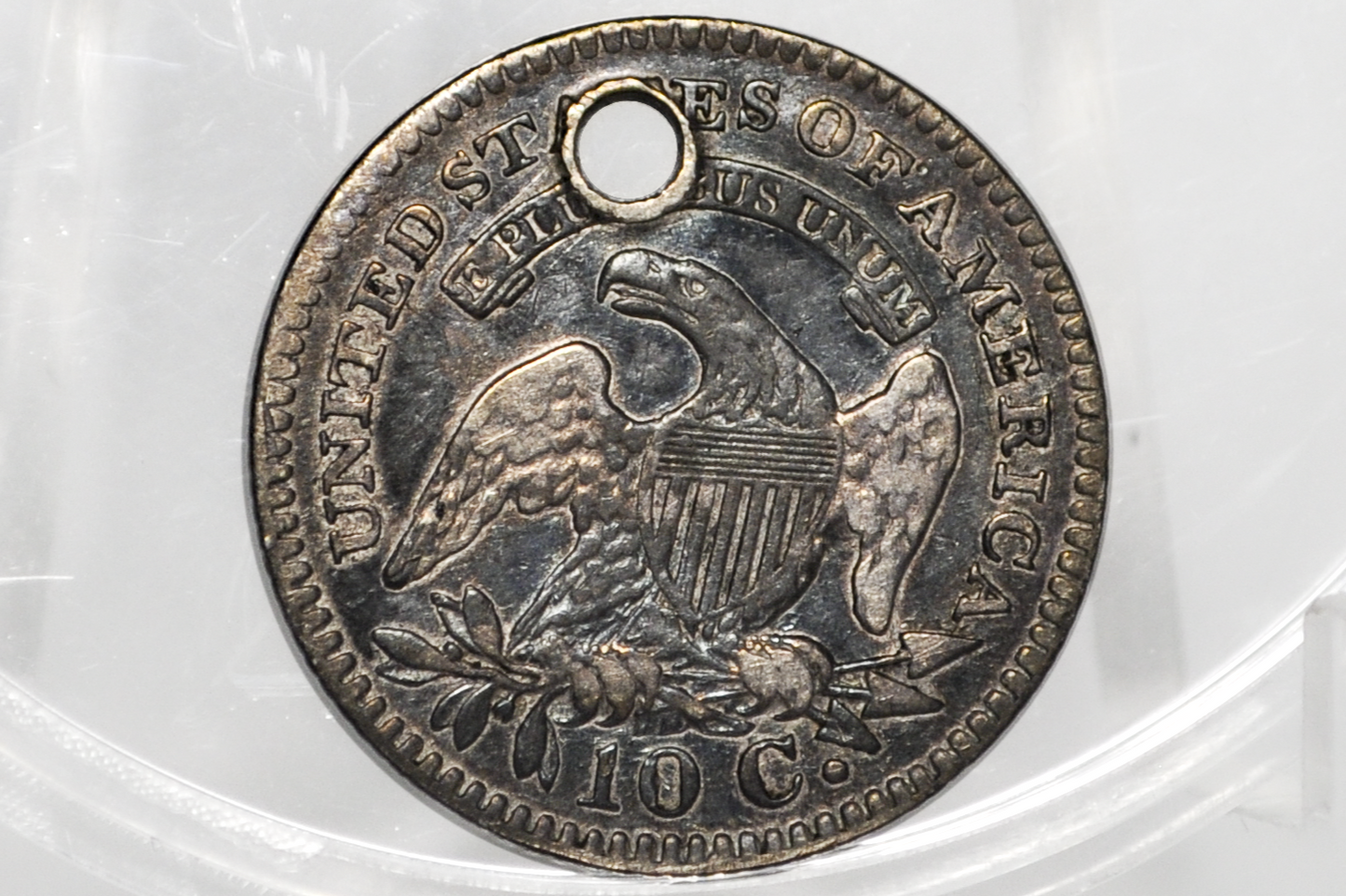 1821 Capped Bust Dime - VF Detail, Holed - Rare Date - 1821 Bust Dime - Early American Coin - Good Type Coin / Filler