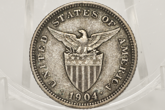 1904 Philippines 20 Centavos - XF - 1903 Silver Twenty Centavos Philippines, 90% Silver (Copy)
