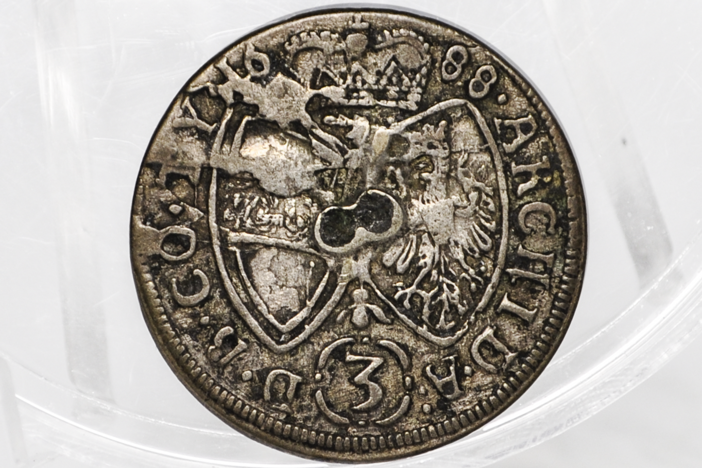 1688 Austria 3 Kreuzer – Leopold I "Hogmouth" – Silver Tyrol Hall Mint Minor - County of Tyrol (Austrian States)