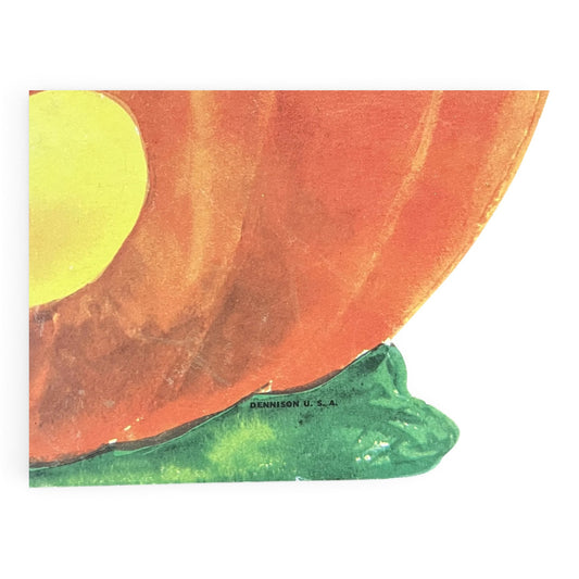 Rare 1960s Dennison Large Size Jack O Lantern and Owl Die Cut Halloween Decoration - 16" x 13" - Vintage Dennison JOL Pumpkin Paper Decor