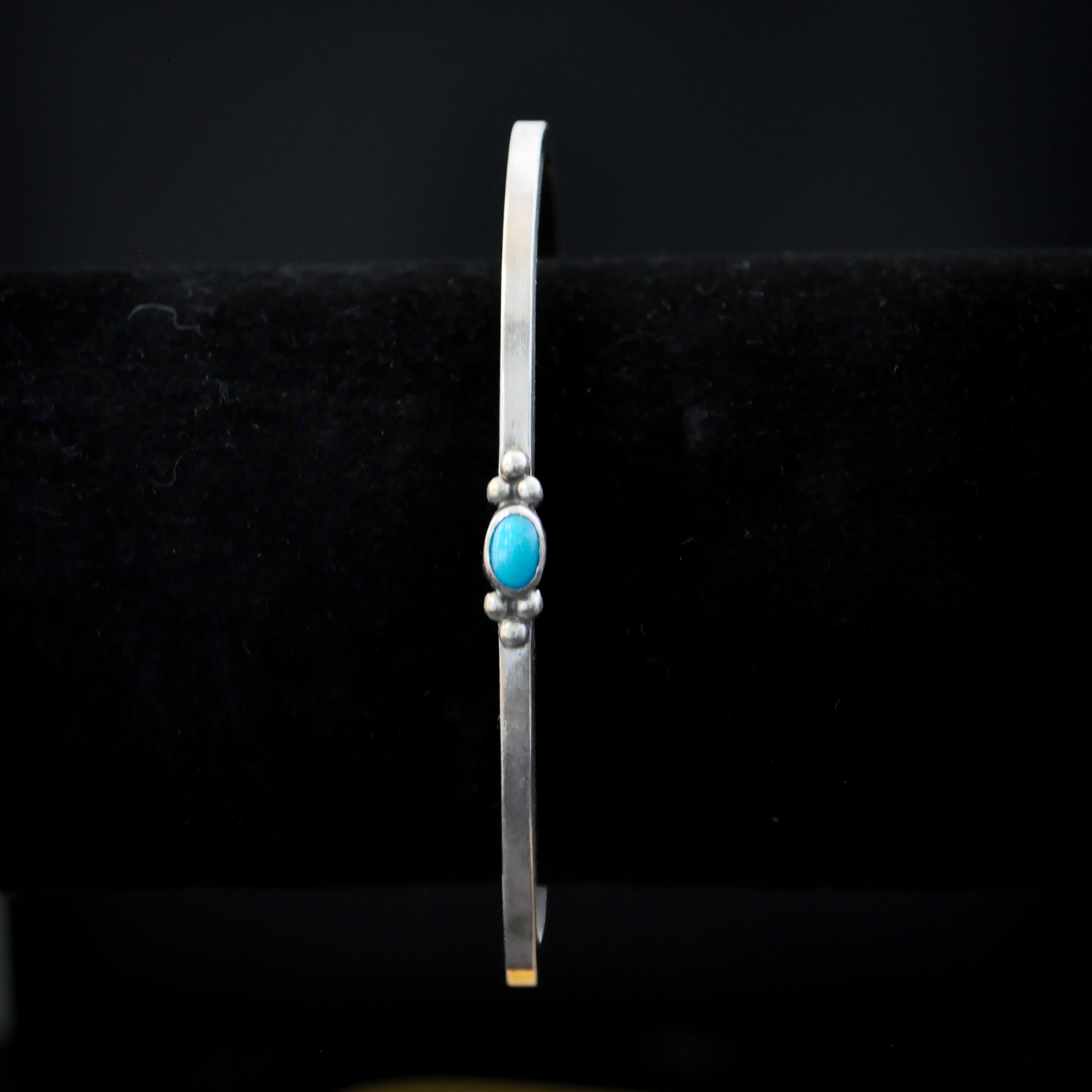 Sterling Silver Sleeping Beauty Turquoise Cabochon Cuff Bracelet - 5 in Wrist - Stamped and Tested Sterling Silver - Thin Native Sleeping Beauty Turquoise Bracelet