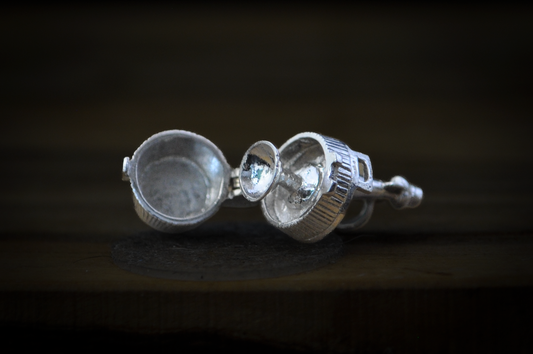 Vintage Sterling Silver Opening Ice Bucket with Champagne/Wine Bottle Charm - Stamped and Tested Sterling Silver - Detailed with Ice - Articulated Charms