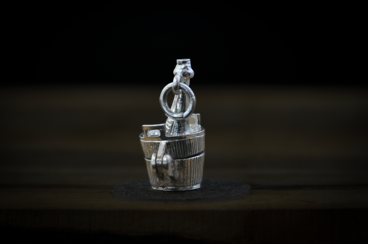 Vintage Sterling Silver Opening Ice Bucket with Champagne/Wine Bottle Charm - Stamped and Tested Sterling Silver - Detailed with Ice - Articulated Charms