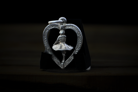 Spinning Ballerina in Heart Frame Charm - Articulating Charm - Tested Sterling Silver - Artistic Charms