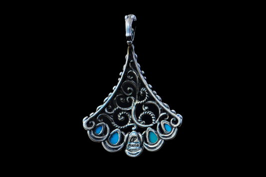 Carolyn Pollack American West Turquoise Enhancer Pendant - Stamped and Tested Sterling Silver - Sleeping Beauty Collection