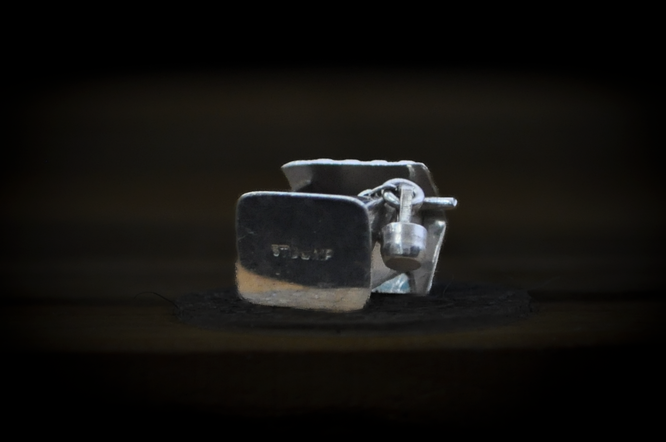 Miniature JMF Sterling Articulating Well with Bucket Charm - Stamped and Tested Sterling Silver - Moveable Charms - Checkered Roof