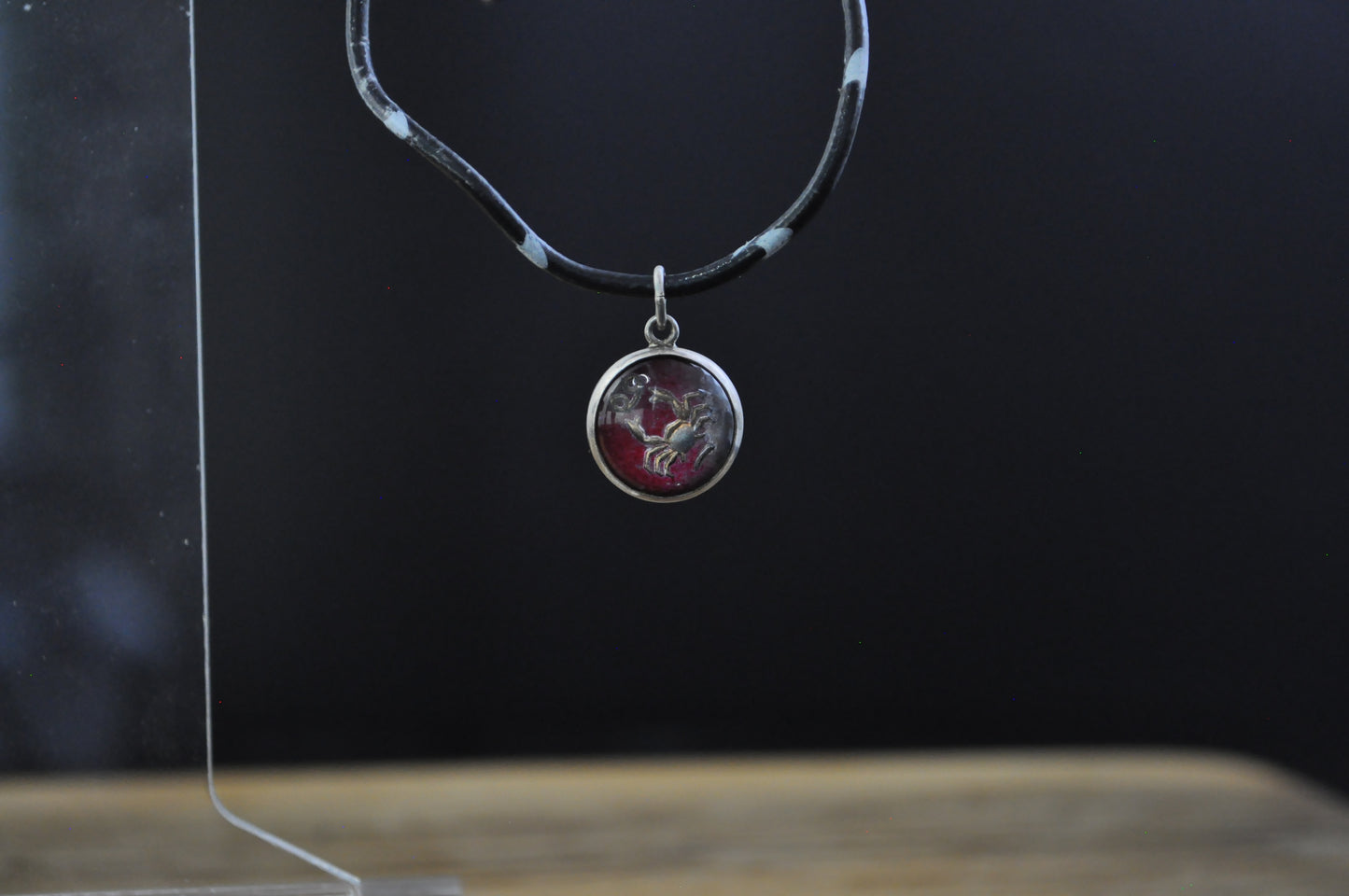 Sterling Silver Lucite Cancer Pendant - Tested Sterling Silver - Astrology Pendant