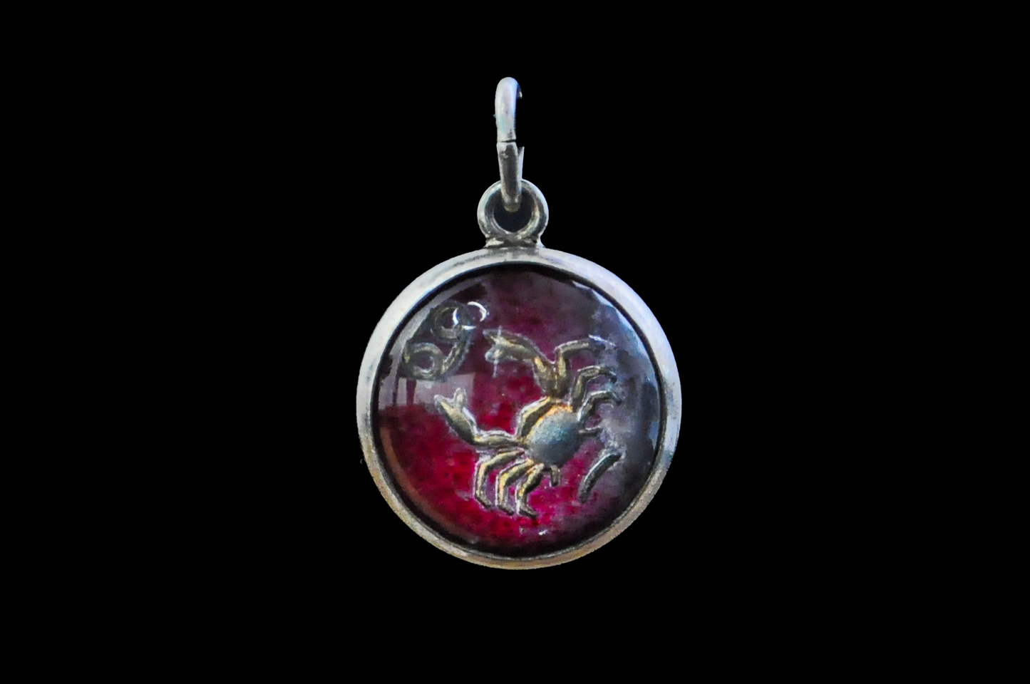 Sterling Silver Lucite Cancer Pendant - Tested Sterling Silver - Astrology Pendant