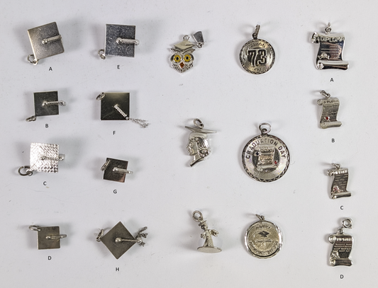 Lot of Sterling Silver Graduation Charms - Choose by Charm! - Stamped and Tested Sterling - Grad Caps and Tassels