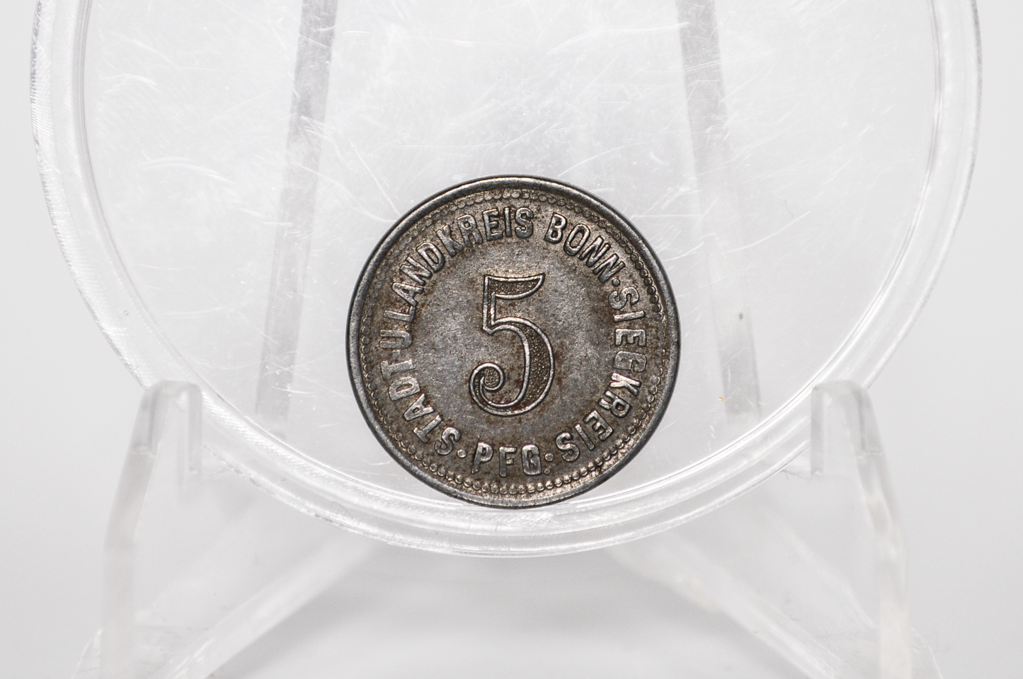 1918 German Bonn and Sieg 5 Pfennig - Notgeld Emergency Coinage - WWI Token - Rhine Bridge Bonn