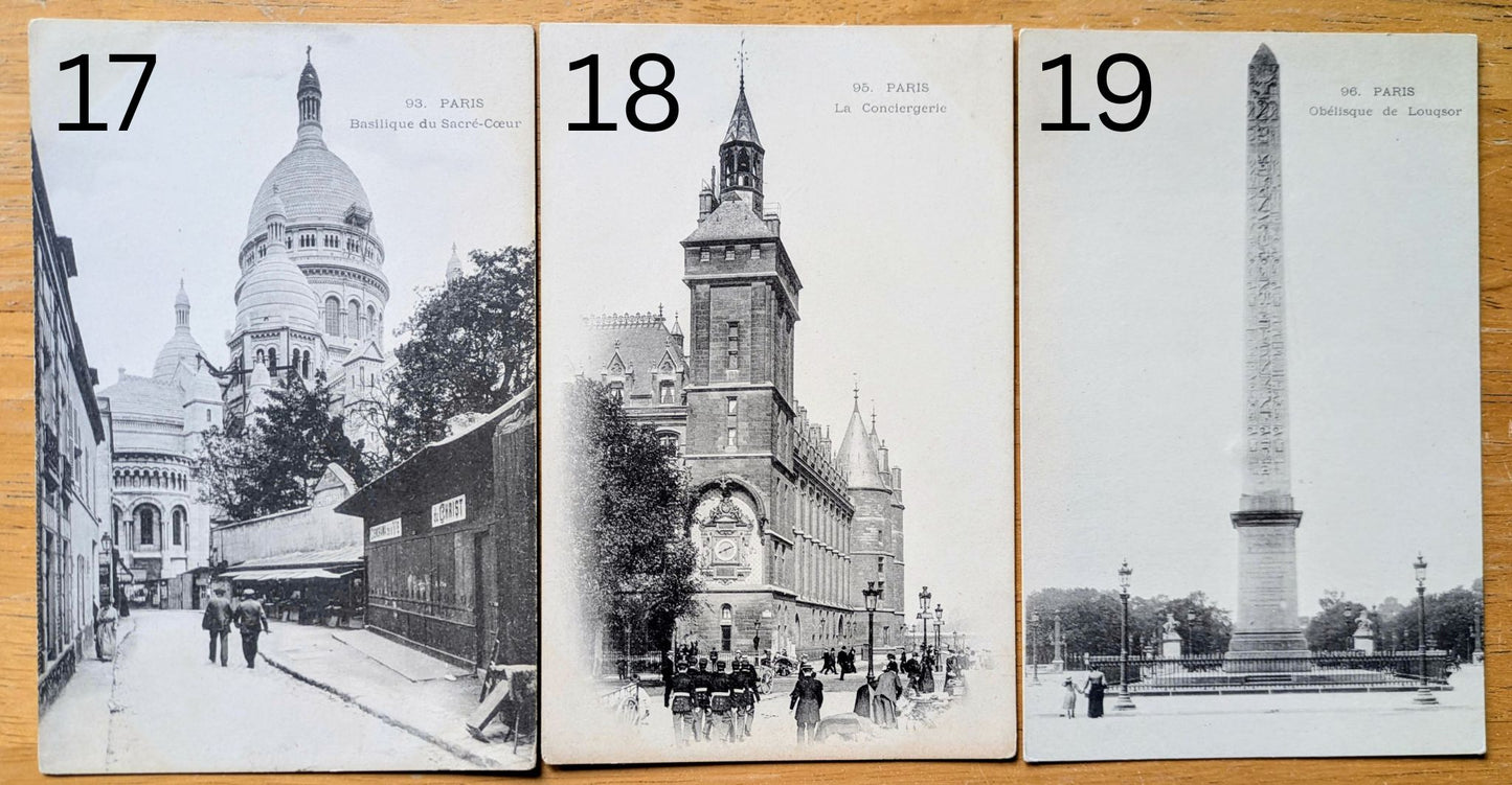 Antique Tour of Paris Black and White Postcards - 19 Famous Parisian Sights to Choose From! - Vintage 1900s Paris Postcards