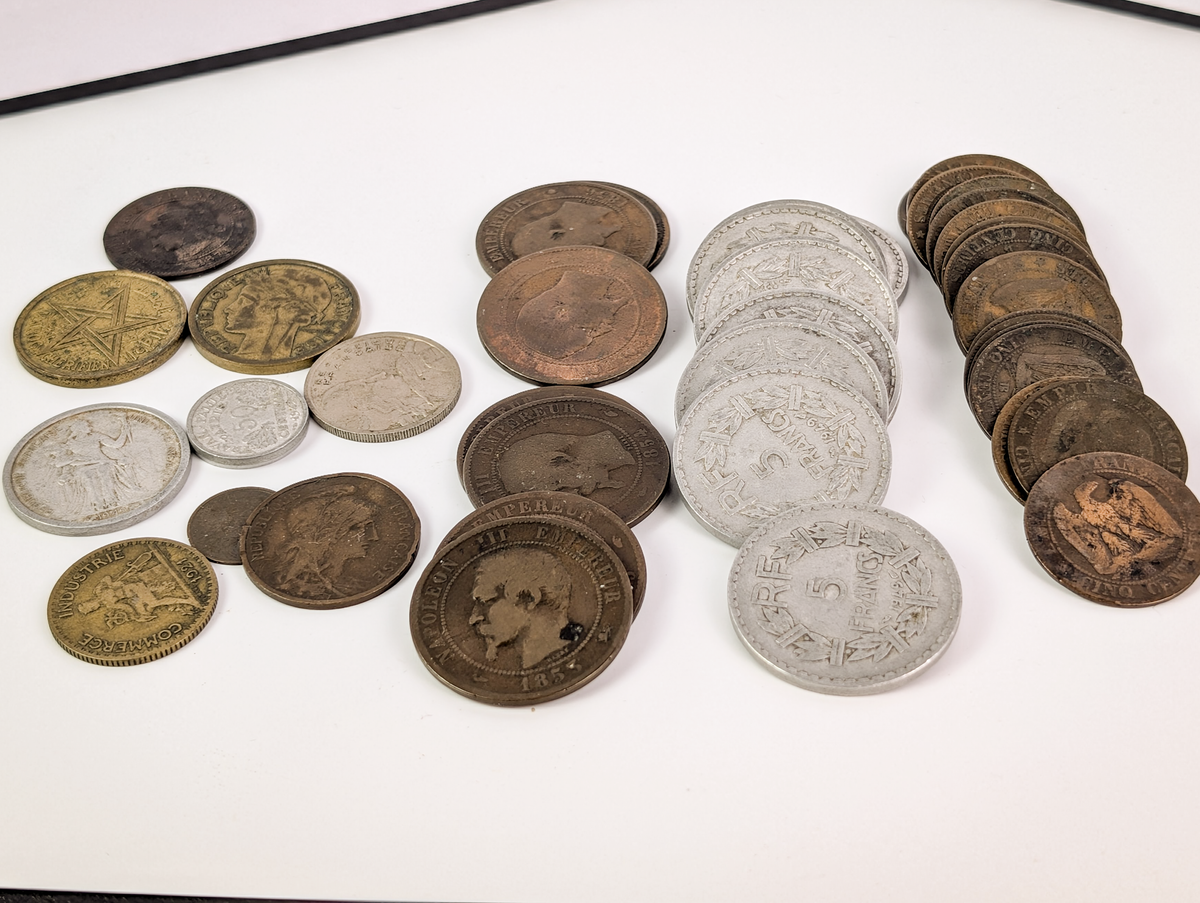 Mixed French Foreign Currency Coin Lot Vintage Francs - Large Vintage French Coin Collection