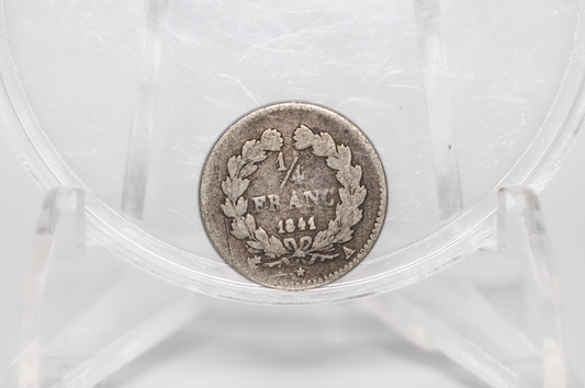 1/4 Franc 1841 - 90% Silver - King Louis-Philippe I - Antique French Coins
