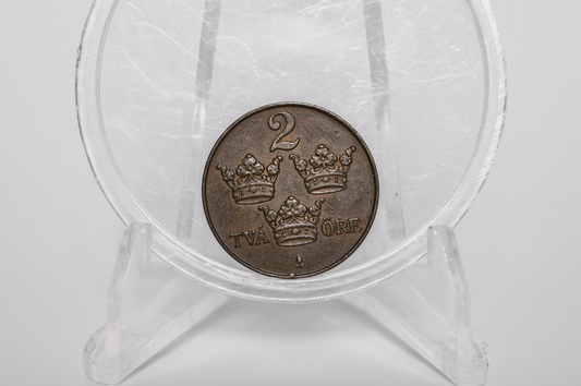 1924 Swedish 2 Ore Coin - Uncirculated - 1924 Sweden Two Ore 1924, Great for Birthdays, Jewelry, Collections