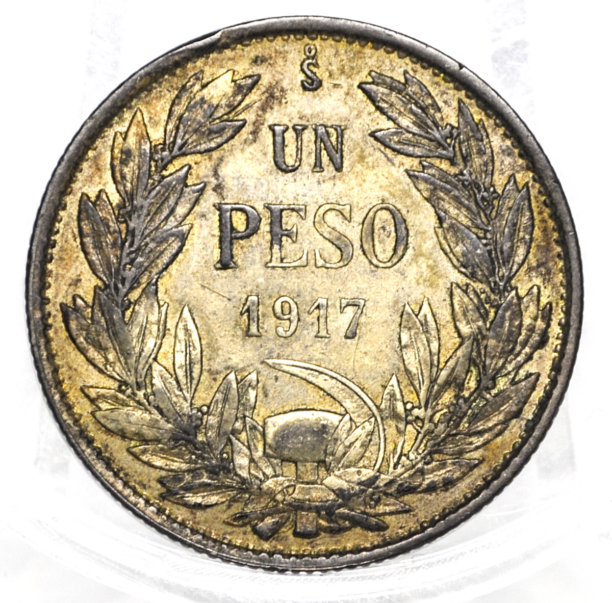 1917 Silver Chile 1 Peso - AU Condition - Rare Silver Coin - Old Peso Coin - Republic of Chile