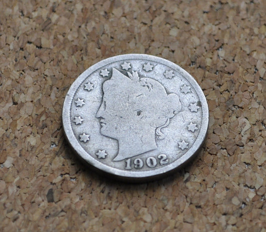 1902 Liberty Head Nickel - V Nickel - G (Good) Grade / Condition - Liberty Nickel - 1902 V Nickel - 1902 Nickel