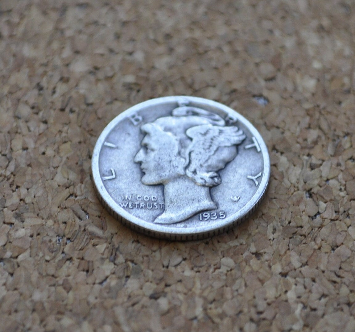 1935 S Mercury Silver Dime - San Francisco Mint - VF/XF (Very to Extremely Fine) - Winged Liberty Head Dime 1935S