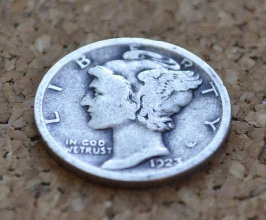 1923 Mercury Dime - G - F Grade / Condition (Good to Fine) - Philadelphia Mint - Silver Dime - 1923-P Mercury Head Dime