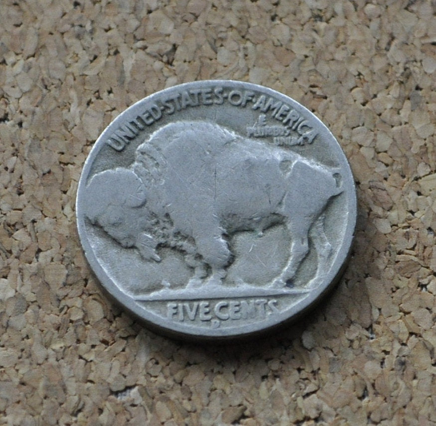 1938 D Buffalo Nickel - VG - F (Very Good to Fine) Condition - Last Year of Production - Denver Mint - 1938-D Nickel
