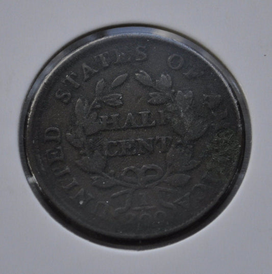 1804 Spiked Chin Half Cent - Crosslet 4, With Stems- Great Detail / Grade - VF - 1804 Draped Bust - 1804 Half Cent - Early American Coin