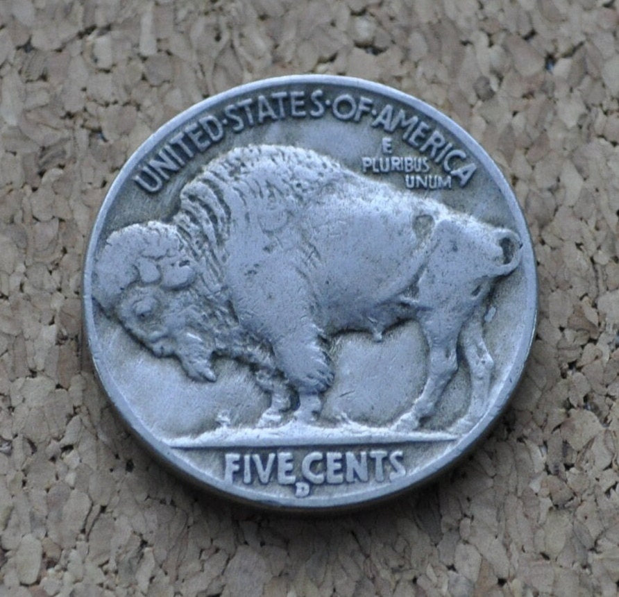 1938-D Buffalo Nickel - VF (Very Fine) - Clear Date - Last Year of Production - Vintage US Coin - 1938 Nickel Indian Head 1938 D