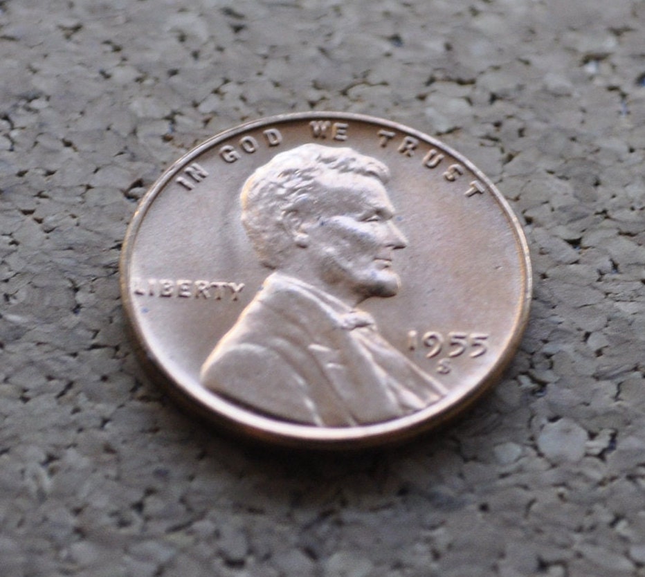 1955 S Wheat Penny - BU - (Uncirculated) - San Francisco Mint - Collectible Coin - 1955 S Wheat Cent