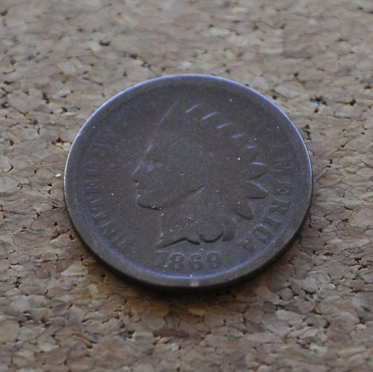 1869 Indian Head Penny - Key Date, Rarest of the 1860's - AG to G (Good) Condition / Grade - 1869 Cent