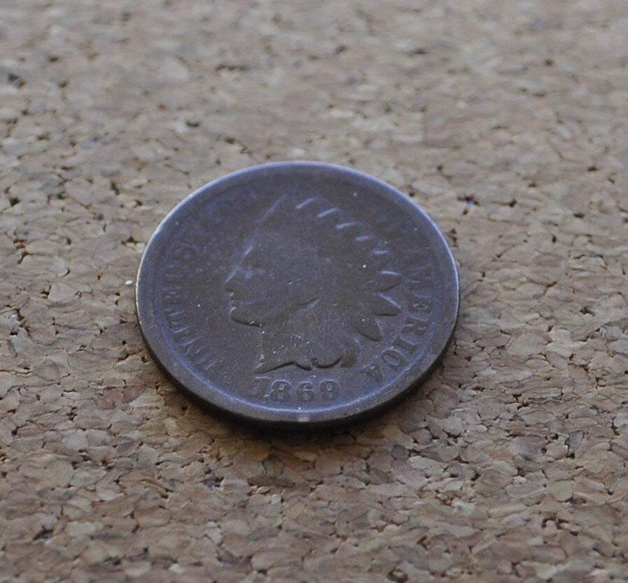 1869 Indian Head Penny - Key Date, Rarest of the 1860's - AG to G (Good) Condition / Grade - 1869 Cent