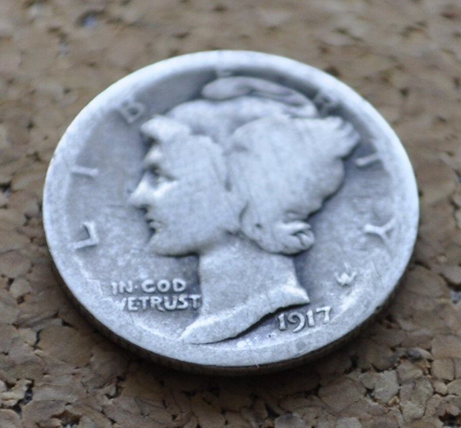 1917 Mercury Dime - AG-G (About Good to Good) - Philadelphia Mint - 1917 P Mercury Dime - Silver Dimes