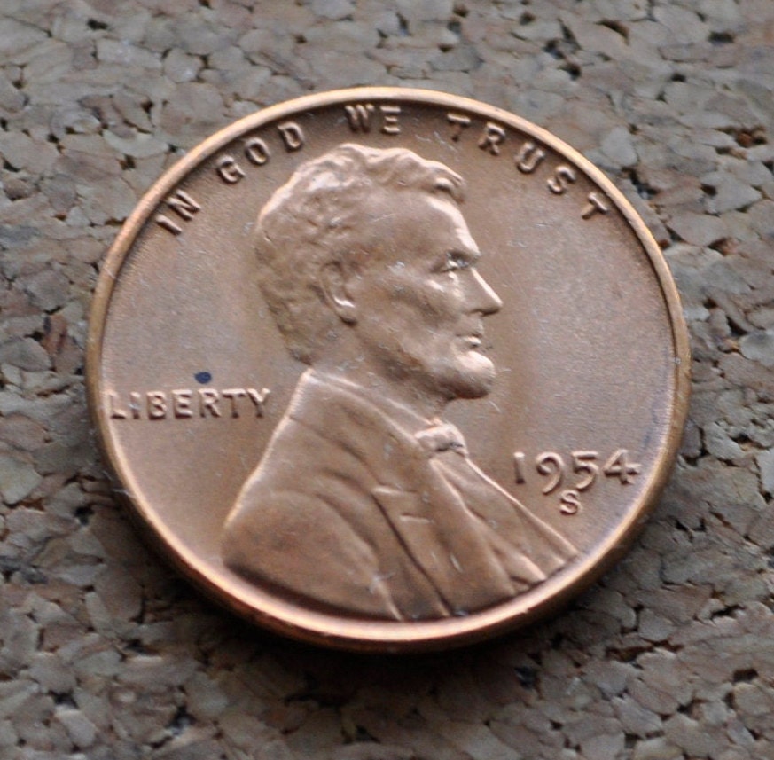 1954 S Wheat Penny - Gem BU (Brilliant Uncirculated) - San Francisco Mint - Collectible Coin - 1954-S Wheat Cent - Red Cent