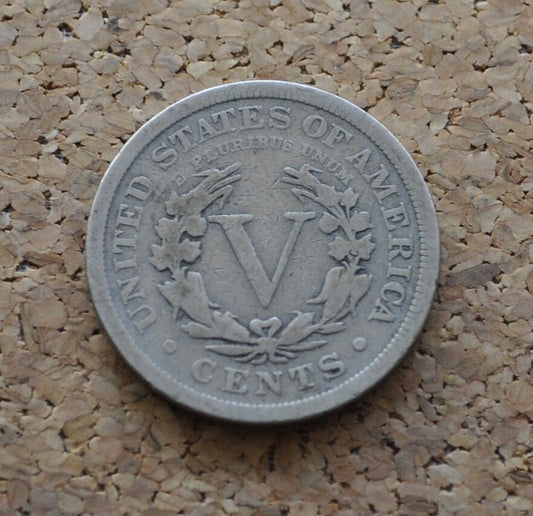 1905 V Nickel - 1905 Liberty Head Nickel - G (Good) Condition - Liberty Nickel - 1905 Nickel Barber Design - Collectible, Jewelry, Design