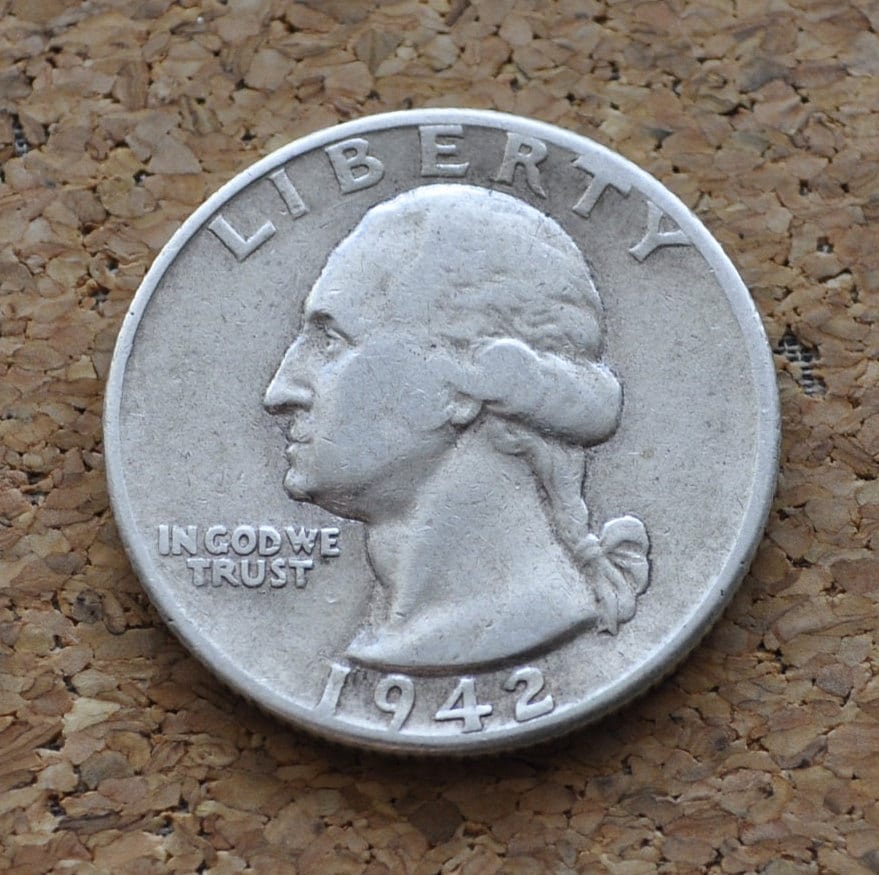 1942 Washington Quarter - Choose by Grade - Philadelphia Mint - 1942-P Washington / 1942 P Washington - Silver Quarter - WWII Era Coin