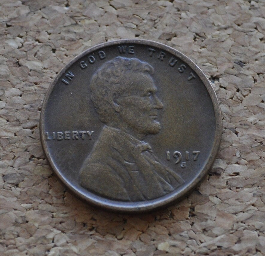 1917-S Wheat Penny - VF (Very Fine) Condition - San Francisco Mint - World War I Era Coin - 1917 S Wheat Cent - Good Date and Mint