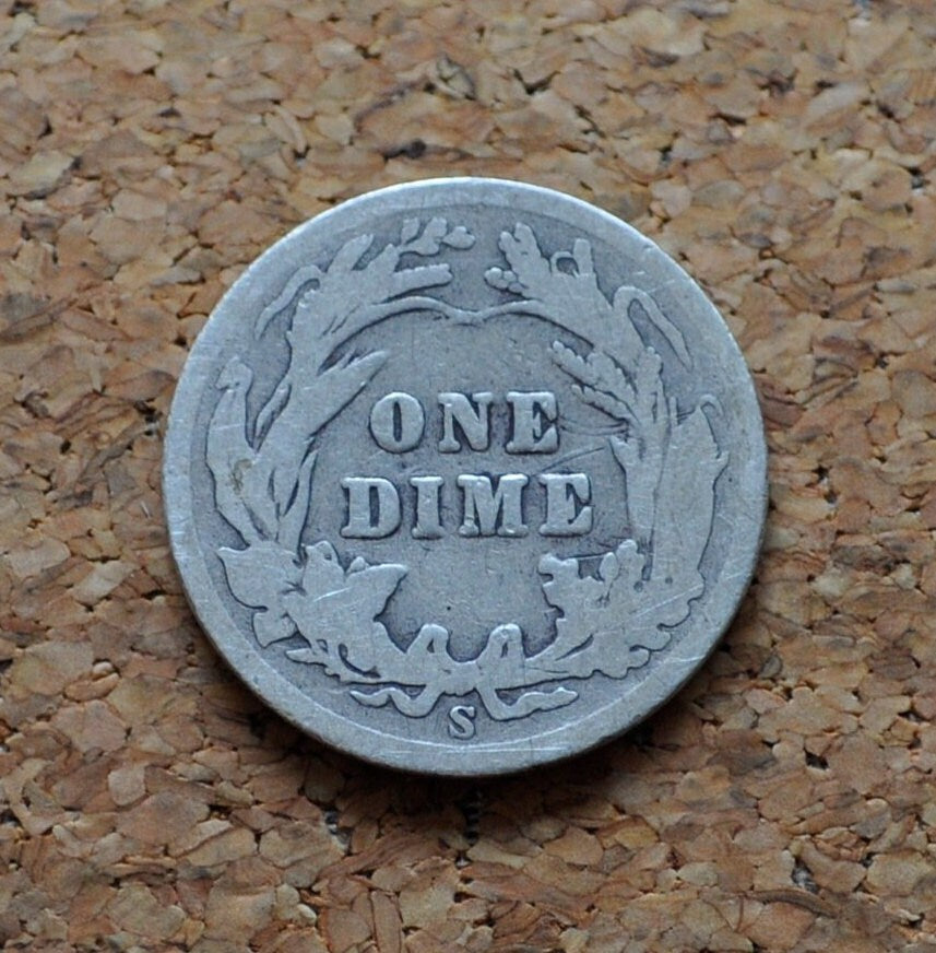 1910-S Barber Dime - San Francisco Mint - 1910 S Barber Dime - Silver Dime - G (Good) Grade / Condition
