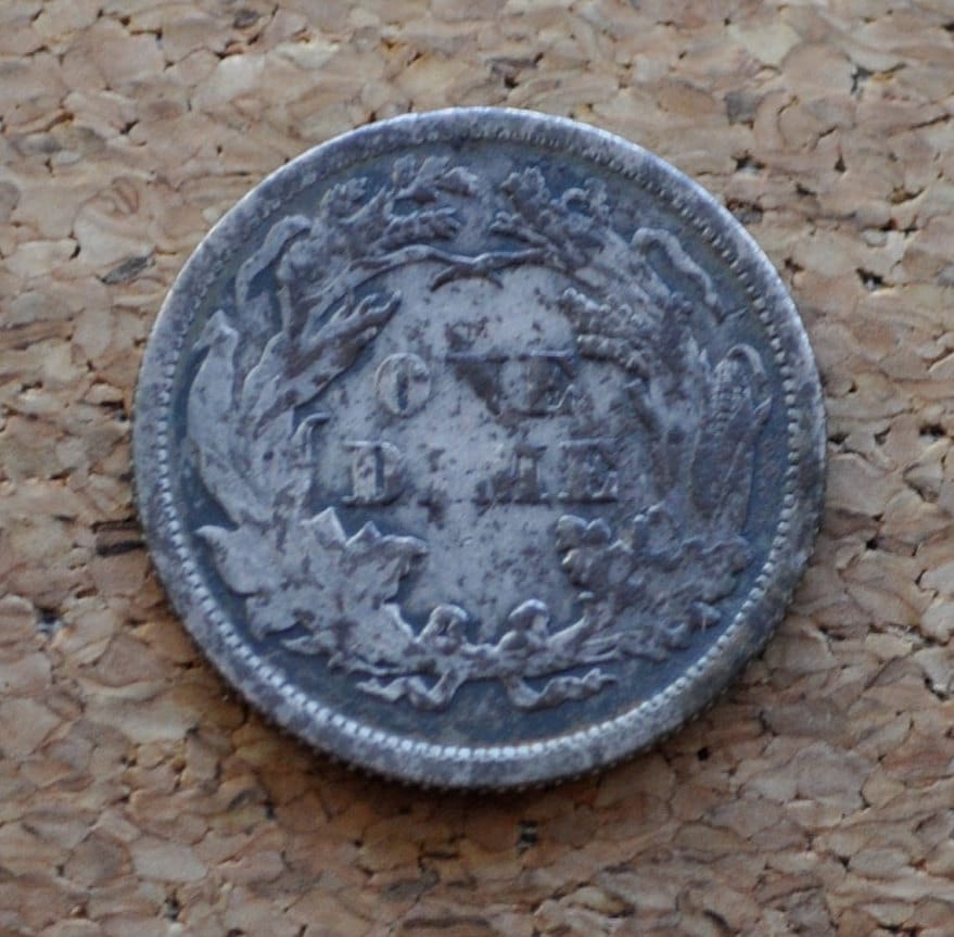 1876 Seated Liberty Dime - F (Fine) to VF (Very Fine) - Toned - 1876 Silver Dime / 1876 US Dime