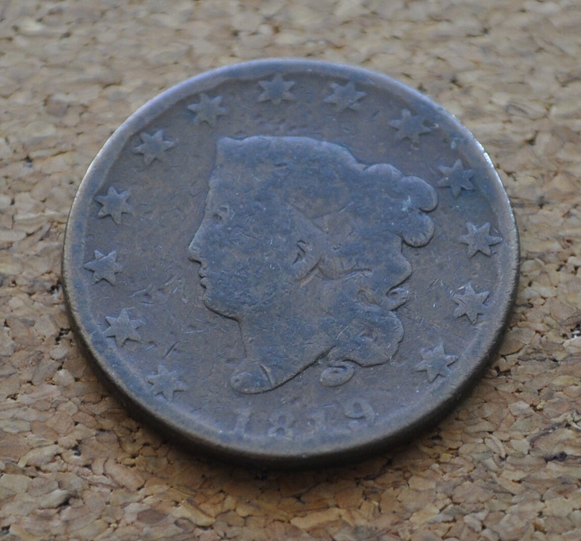 1819 Matron Head Large Cent - AG (About Good) Condition / Grade - US Large Cent - 1819 Coronet Liberty Head Cent - 1819 Large Date Variety