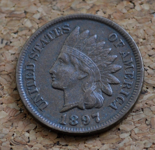 1897 Indian Head Penny - XF-AU (Extremely Fine to About Uncirculated) Condition, Choose by Grade - 1897 Indian Head Cent - Good Date