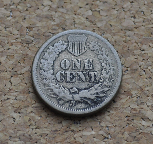 1860 Indian Head Penny - Pointed Bust - F (Fine) Grade / Condition - Second year of production - 1860 Cent Indian Head 1860 Pointed Variety