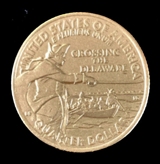 2021 General George Washington Crossing the Delaware Quarter - Beautifully Gold Toned.