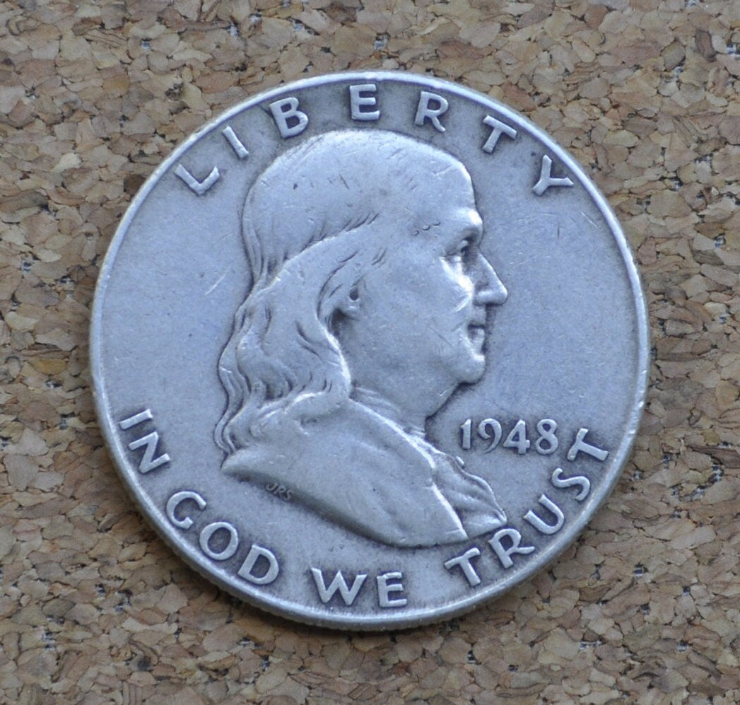 1948-D Franklin Half Dollar - F-XF (Fine to Extremely Fine) Grade / Condition - Silver Half Dollar - 1948D Ben Franklin Half Dollar - 1948 D