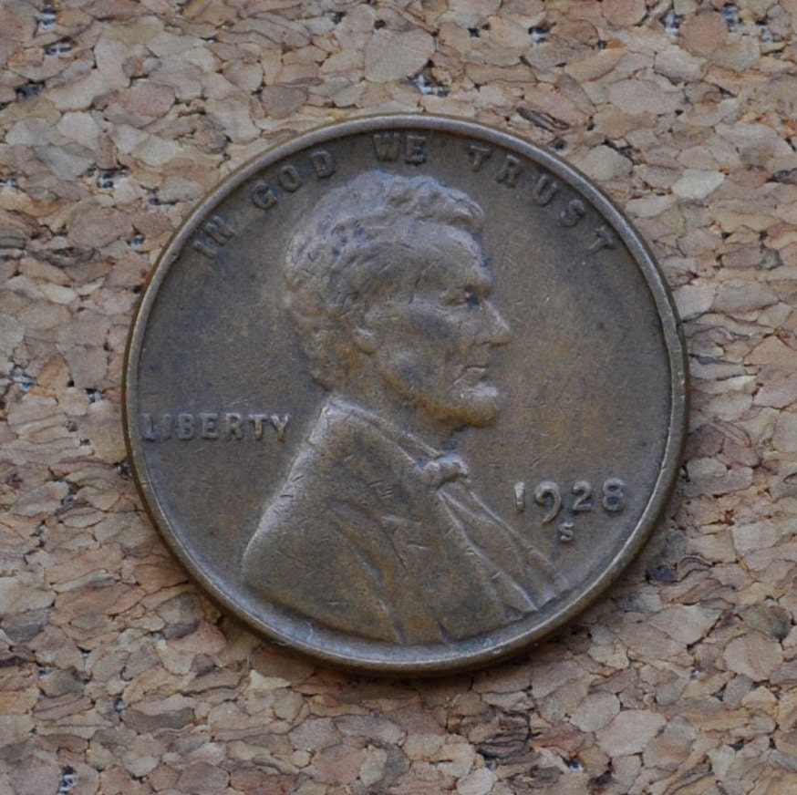 1928-S Wheat Penny - VF (Very Fine) Grade / Condition - San Francisco Mint - 1928S Wheat Ear Cent / 1928S Lincoln Wheat