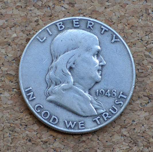 1948-D Franklin Half Dollar - F-XF (Fine to Extremely Fine) Grade / Condition - Silver Half Dollar - 1948D Ben Franklin Half Dollar - 1948 D