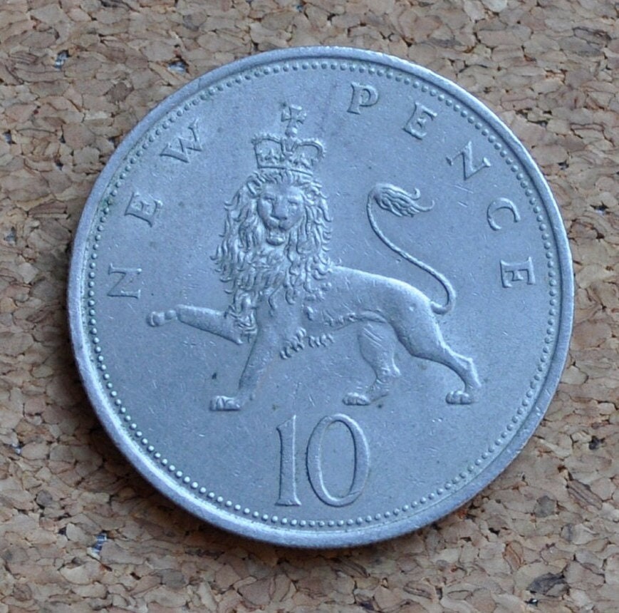 1960's-1970's Ten Pence Great Britain - Queen Elizabeth - Great Condition - Great for Birthdays, Jewelry, buttons, crafts or collections