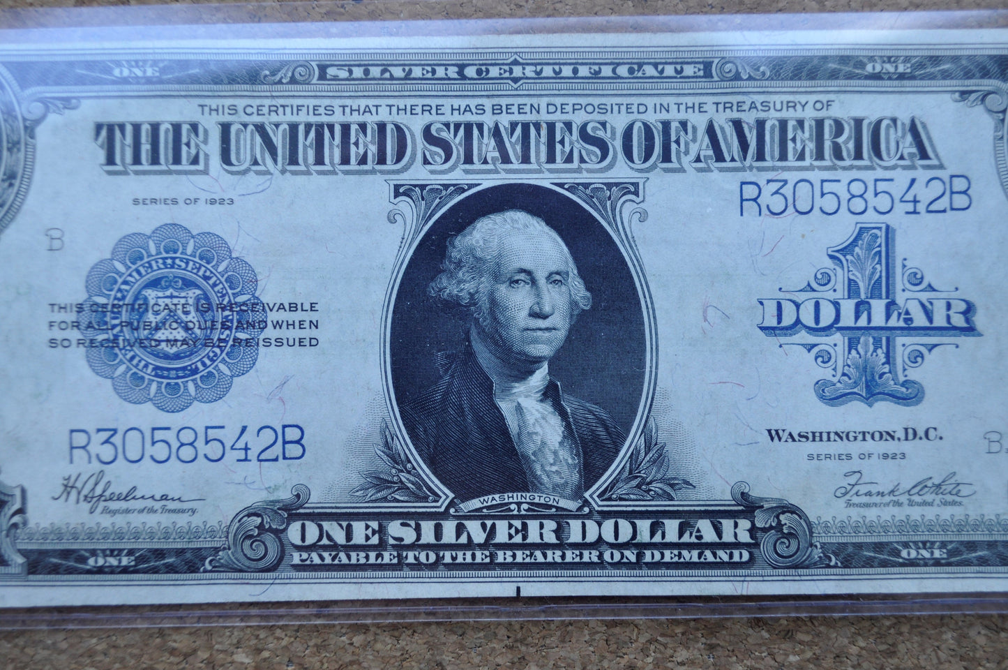 1923 Silver Certificate Horseblanket Note 1 Dollar Bill - AU (About Uncirculated) - Crisp, Clean, Blue Seal - 1923 Silver Cert - Fr.237