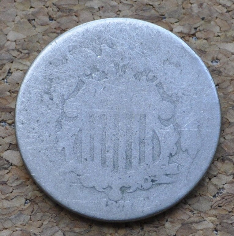 1873 Shield Nickel Close 3 - Fair Condition (heavy wear) - 1873 Nickel - Closed 3 Variety - Shield Type Nickel 1800's - Date is visible