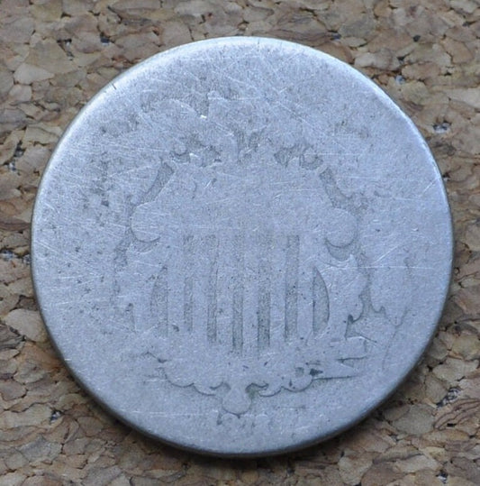 1873 Shield Nickel Close 3 - Fair Condition (heavy wear) - 1873 Nickel - Closed 3 Variety - Shield Type Nickel 1800's - Date is visible