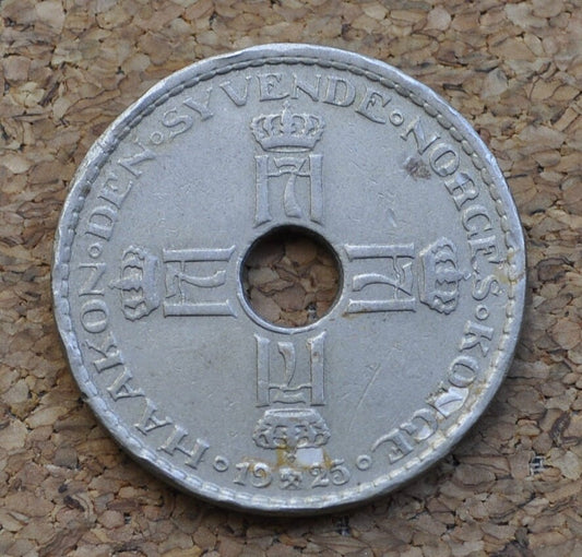 1925 Norway 1 Krone - Great Condition - Haakon VII - Norwegian One Krone Coin 1925 - 1 Kroner 1925 Norway Copper-nickel