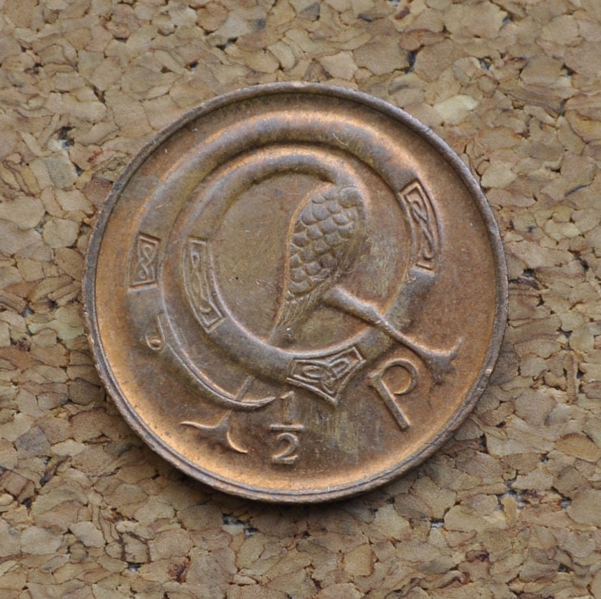 Vintage Irish 1/2 Pence Coin (1970s & 1980s) - Great Condition - Half Pence Coin Ireland - Peacock Design Irish Coins - Ha'Penny Ireland